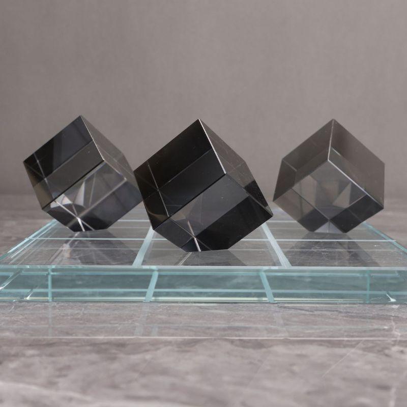 サイ　クリスタル　オブジェ　置物　インテリア　工芸品　美術品 インテリアオブジェ クリスタルキューブ ミラーオブジェ モダンアート