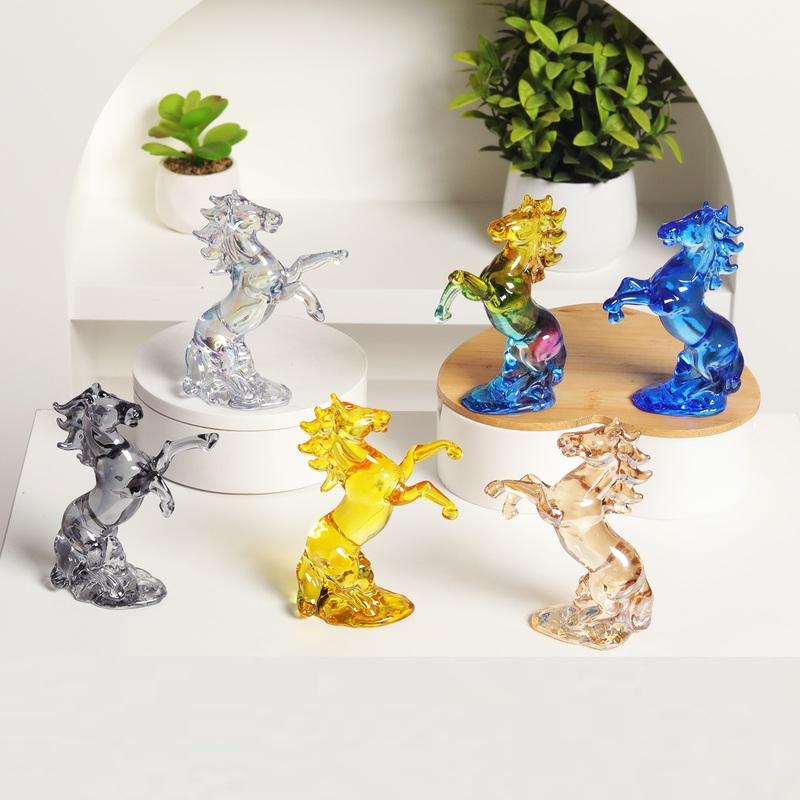 オブジェ 馬 干支 ホワイトクリスタル 跳ね馬 おしゃれ かわいい