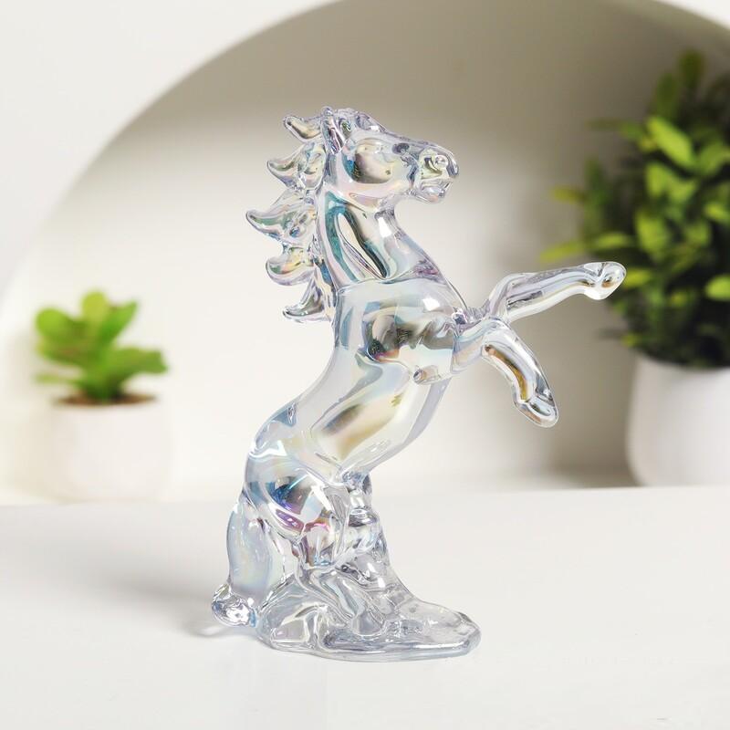 オブジェ 馬 干支 ホワイトクリスタル 跳ね馬 おしゃれ かわいい