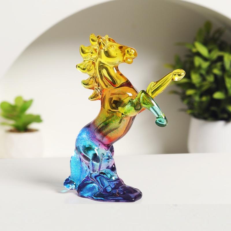 ‪☆水晶〖馬〗置物☆天然石‪☆新品、未使用☆送料無料 オブジェ 馬 干支 ホワイトクリスタル 跳ね馬 おしゃれ かわいい