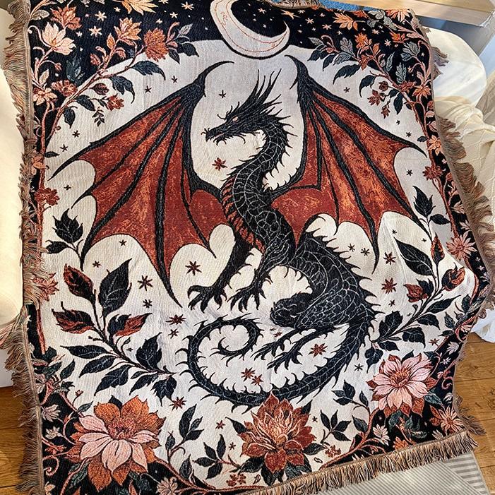 ブランケット 多用途 ドラゴン 龍 物語 お時話 北欧 竜 160cm x 130cm