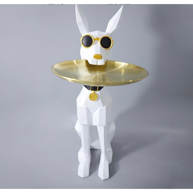トレイを咥えた ドーベルマン 装飾 オブジェ 置物 犬 かわいい 雑貨
