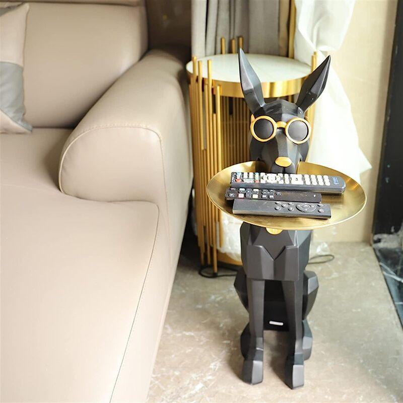 トレイを咥えた ドーベルマン 装飾 オブジェ 置物 犬 かわいい 雑貨