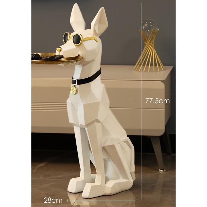 トレイを咥えた ドーベルマン 装飾 オブジェ 置物 犬 かわいい 雑貨