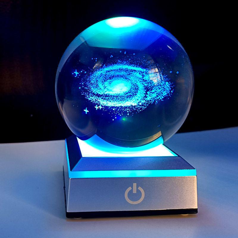 クリスタルボール 宇宙 太陽系 月 たんぽぽ 鹿 3D彫刻 : Russel海外