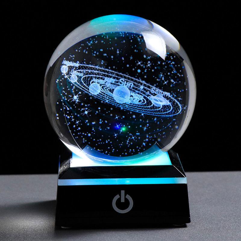 クリスタルボール 宇宙 太陽系 月 たんぽぽ 鹿 3D彫刻｜russel｜05