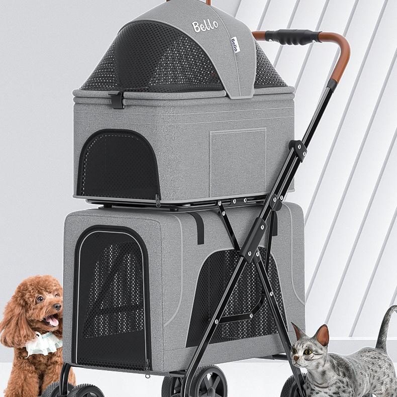 ペットカート キャリー 2段式 2匹 2層 軽量 猫 小型犬 ペットカート キャリー 2段式 2匹 2層 軽量 猫 小型犬