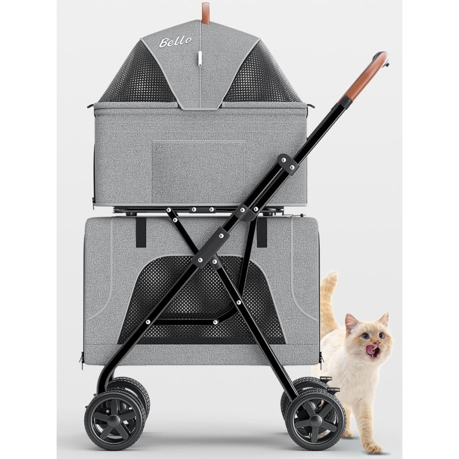 ペットカート キャリー 2段式 2匹 2層 軽量 猫 小型犬 ペットカート キャリー 2段式 2匹 2層 軽量 猫 小型犬
