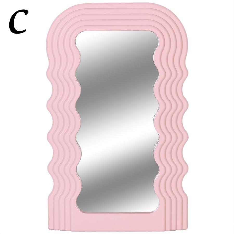 ウェーブミラー うねうね 鏡 壁掛け 卓上 置き型 メイク 化粧用 軽量