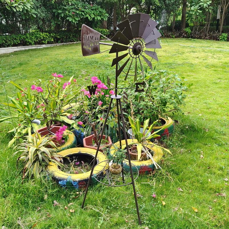 風車 かざぐるま 植木鉢 スタンド ラック おしゃれ 屋外 庭 芝生