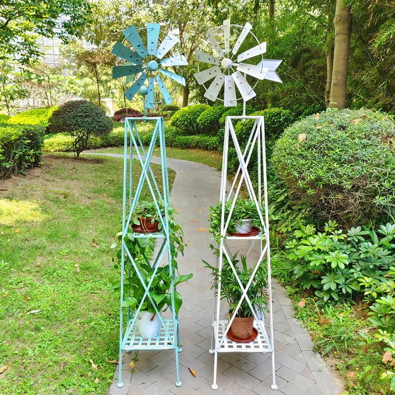 プランターラック 2段 風車付き ガーデニング かわいい おしゃれ 花台 ガーデンラック 鉢台 観葉植物 多肉植物 プランター スタンド_6