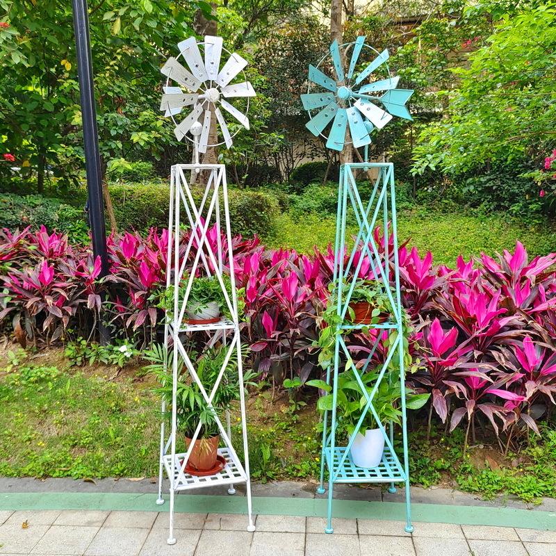 プランターラック 2段 風車付き ガーデニング かわいい おしゃれ 花台 ガーデンラック 鉢台 観葉植物 多肉植物 プランター スタンド_7