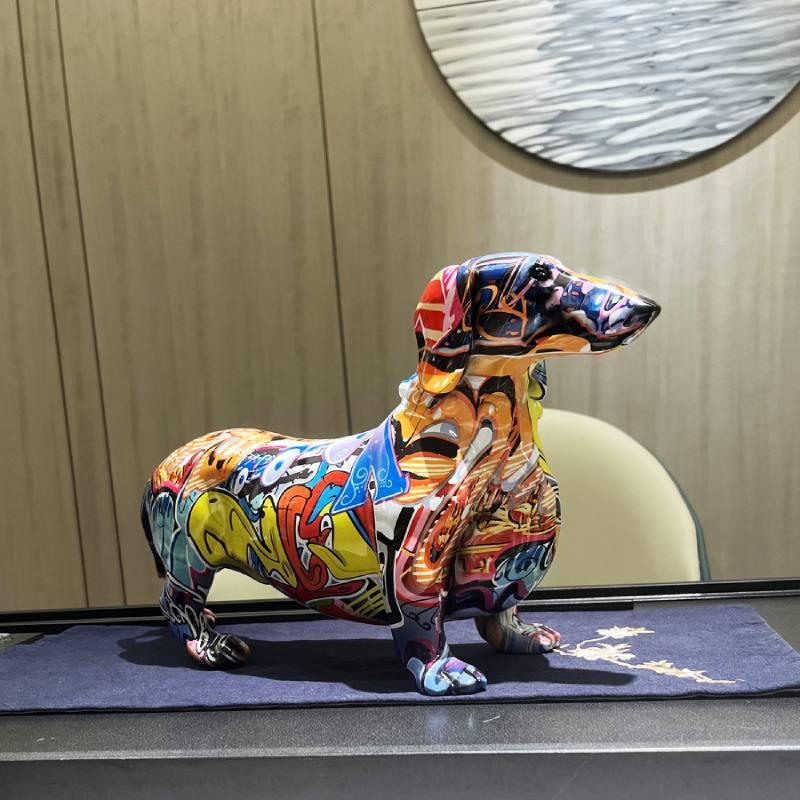 【美品】犬　ダックスフント　金属　置物　インテリア　工芸品　美術品　A1314 美品】犬ダックスフント金属置物インテリア工芸品美術品A1314