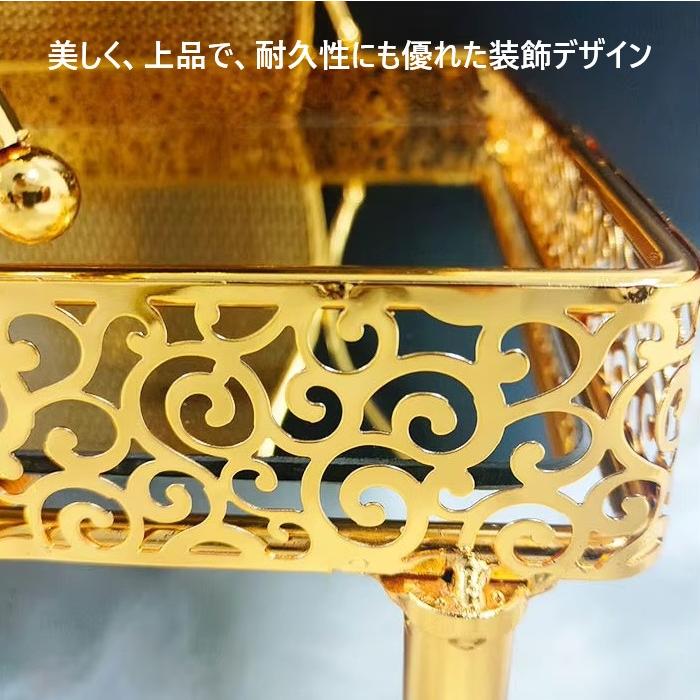 ワゴン ラック ティーポット 蝶 2段 ラグジュアリー キャスター 付き
