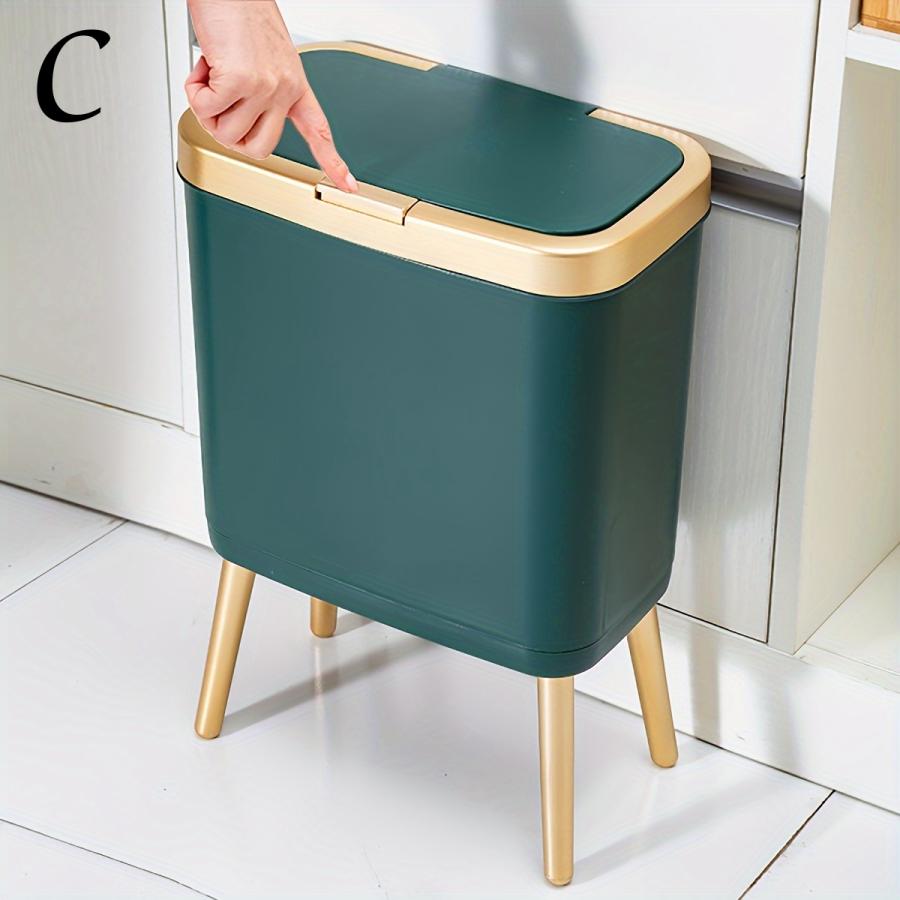 ゴミ箱 大容量 15L 脚付き ブラケット付き 蓋つき 長方形 シンプル スタイリッシュ 3色 グリーン ゴミ箱 大容量 15L 脚付き ブラケット付き 蓋つき 長方形 シンプル