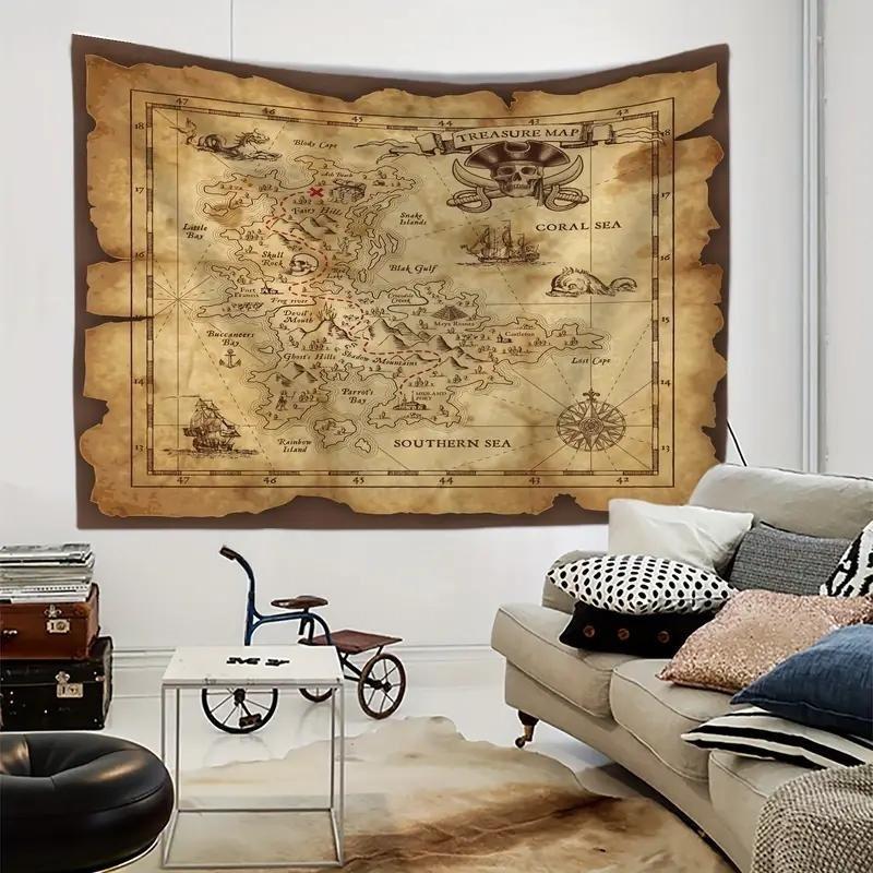 タペストリー 布 ファブリックポスター 海賊 宝の地図 壁掛け ホーム