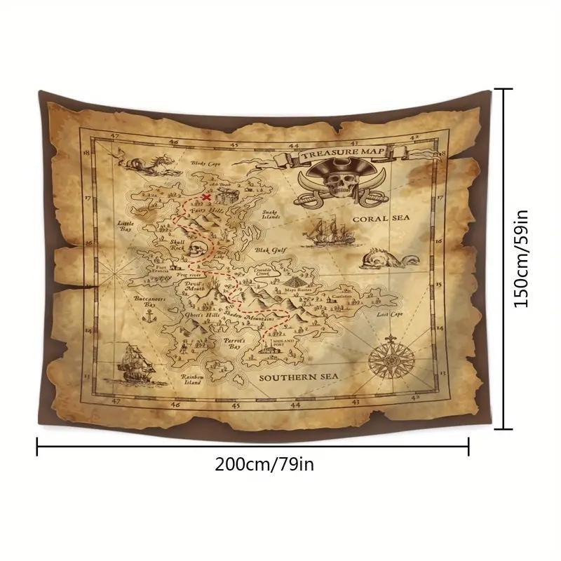 タペストリー 布 ファブリックポスター 海賊 宝の地図 壁掛け ホーム