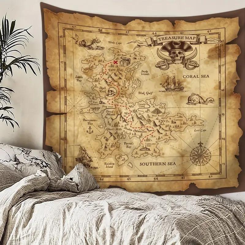 タペストリー 布 ファブリックポスター 海賊 宝の地図 壁掛け ホーム
