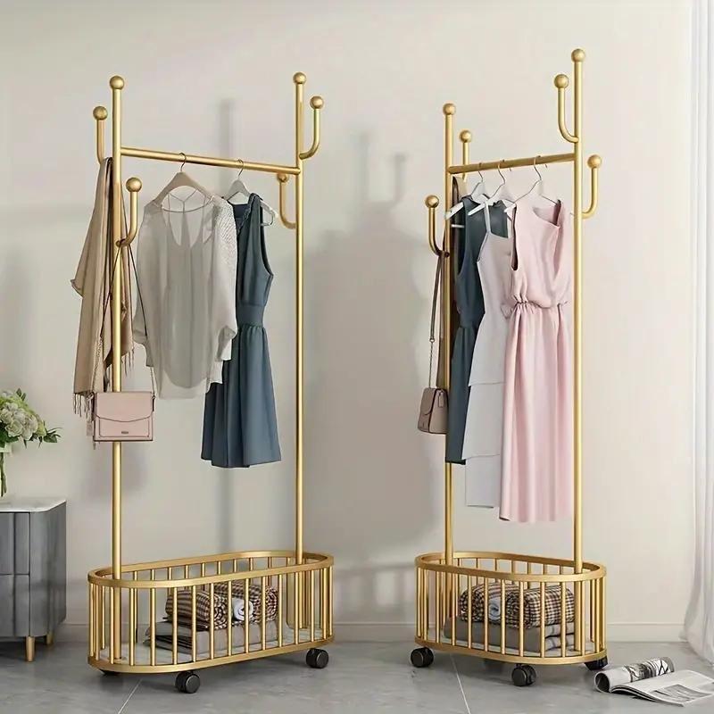 ハンガーラック 衣装ラック 洋服ラック 衣類収納 小物収納 ゴールド 