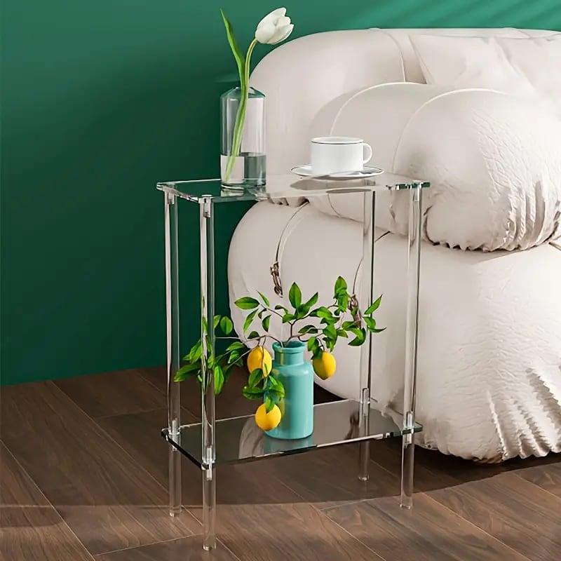 サイドテーブル クリア 2段 コンパクト 省スペース おしゃれ かわいい  
