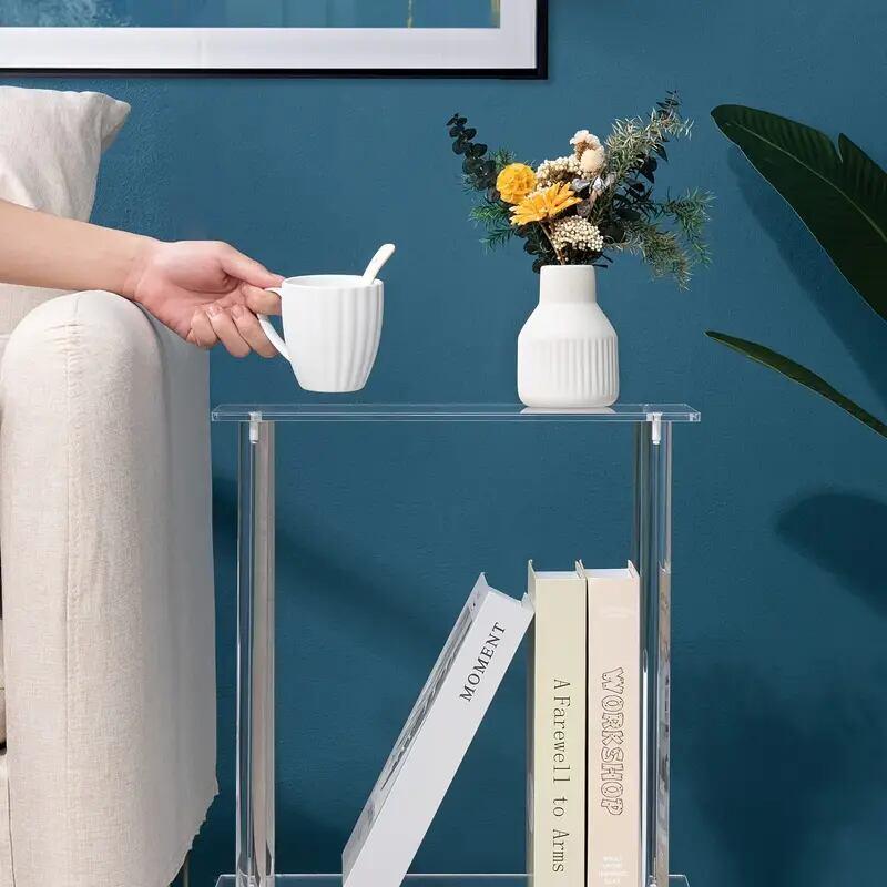 サイドテーブル クリア 2段 コンパクト 省スペース おしゃれ かわいい  