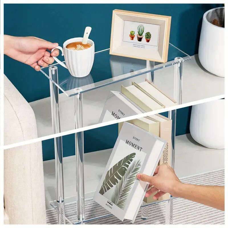 サイドテーブル クリア 2段 コンパクト 省スペース おしゃれ かわいい  