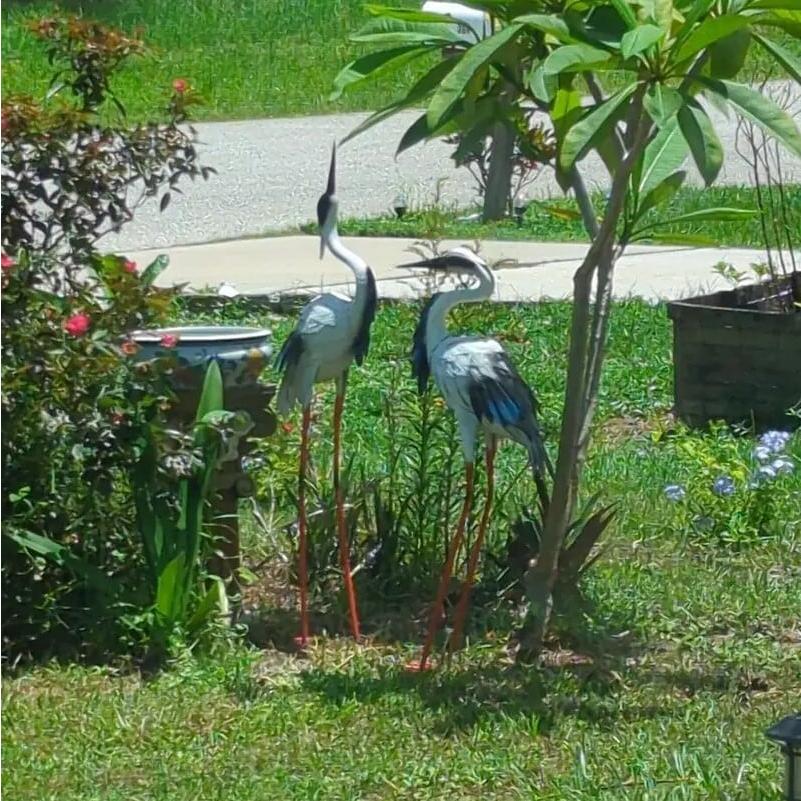 ガーデン オブジェ 白鶴 2個セット おしゃれ かわいい 置物