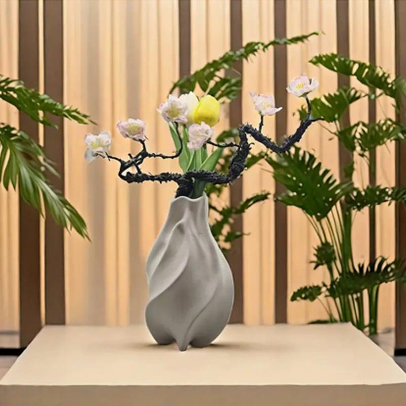 花瓶 フラワーベース セラミック 磁器 ツイスト デザイン ユニーク