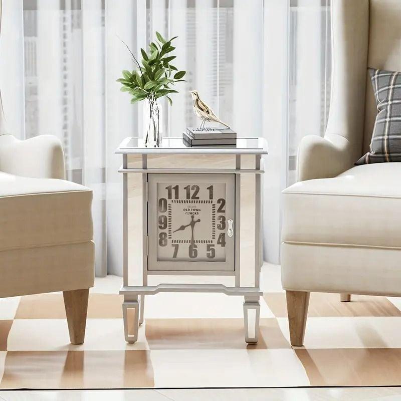 サイドテーブル ミラー 時計付き おしゃれ かわいい インテリア 北欧