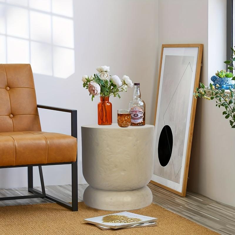 サイドテーブル 円柱形 ストーン グレー おしゃれ かわいい インテリア 北欧 コーヒーテーブル 屋内 屋外 ベランダ 庭 ガーデン テーブル_5