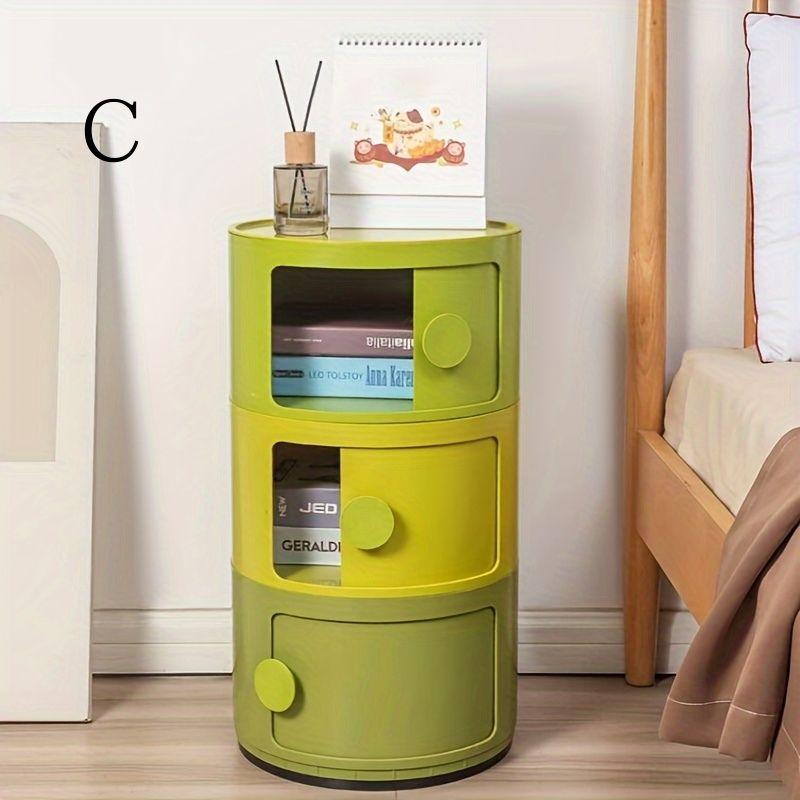 収納 ボックス 円柱 3段 スライド式扉 おしゃれ かわいい インテリア