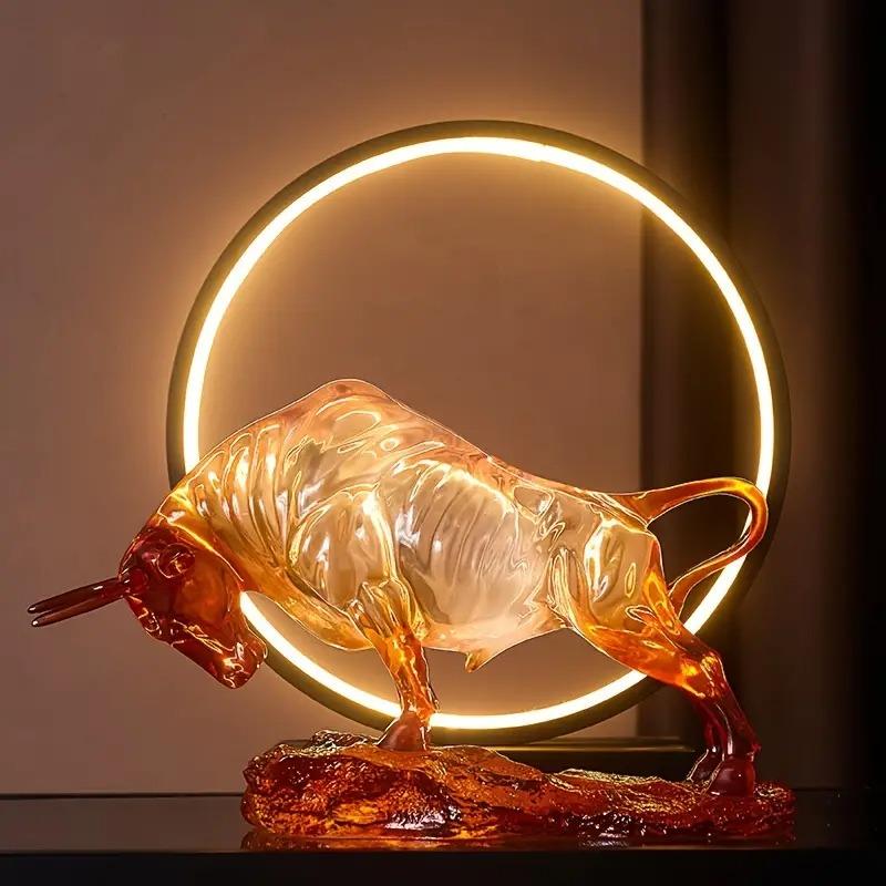 カラフルで綺麗神秘的な色の闘牛の置物　 迫力あります。35cmの大きなオブジェ カラフルで綺麗神秘的な色の闘牛の置物 迫力あります。35cmの大きな