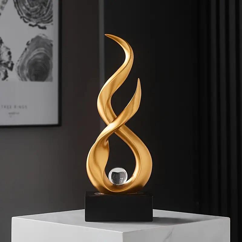 オブジェ モダン 抽象 置物 エレガント ゴールド 炎 お洒落 彫刻