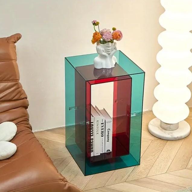 サイドテーブル アクリル プラスチック コーヒーテーブル レッド