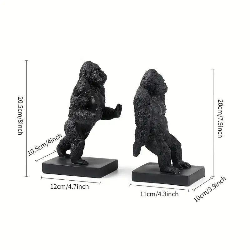 ブックエンド ゴリラ 樹脂 2個セット ブラック アニマル かわいい 書斎