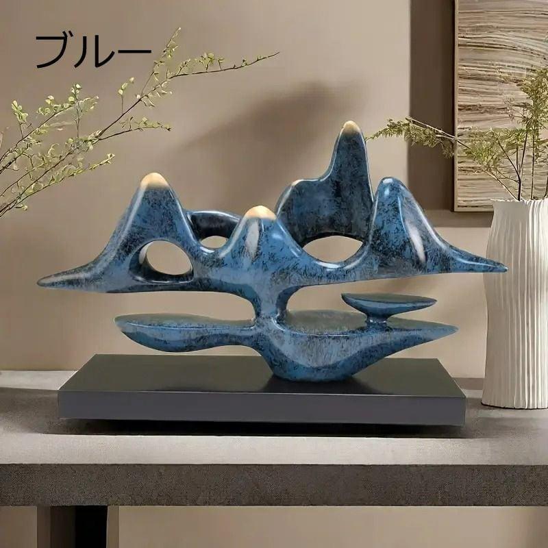 置物 オブジェ 宇宙 抽象画 樹脂 彫刻 アート装飾 ブルー ホワイト ゴールド お洒落 モダン アート ディスプレイ インテリア ホームデコ 玄関 4-7_1