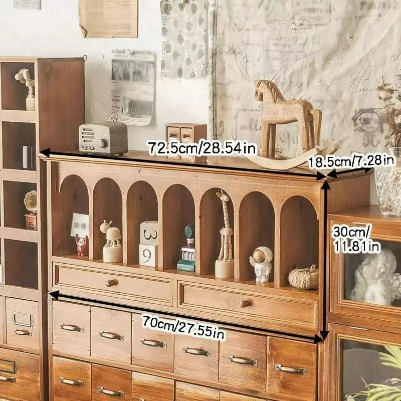 博物館展示品 木製2段引き出し箪笥 小物入れ ヴィンテージ キャビネット 引き出し 木製 ヴィンテージ調 お洒落 小物収納