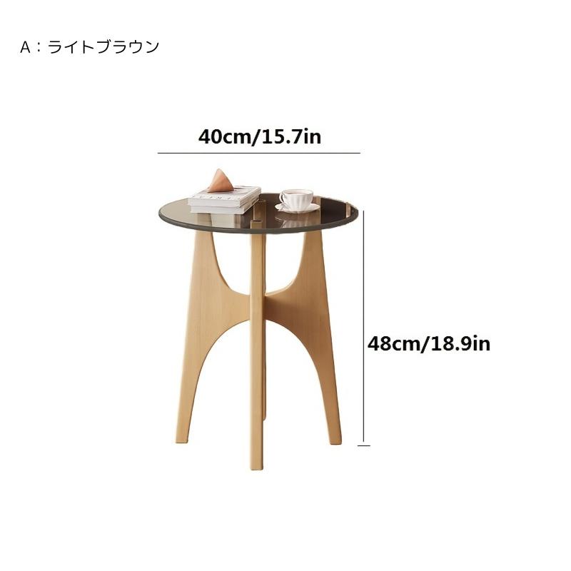 サイドテーブル ガラス ベッドサイドテーブル コーヒーテーブル 丸 机