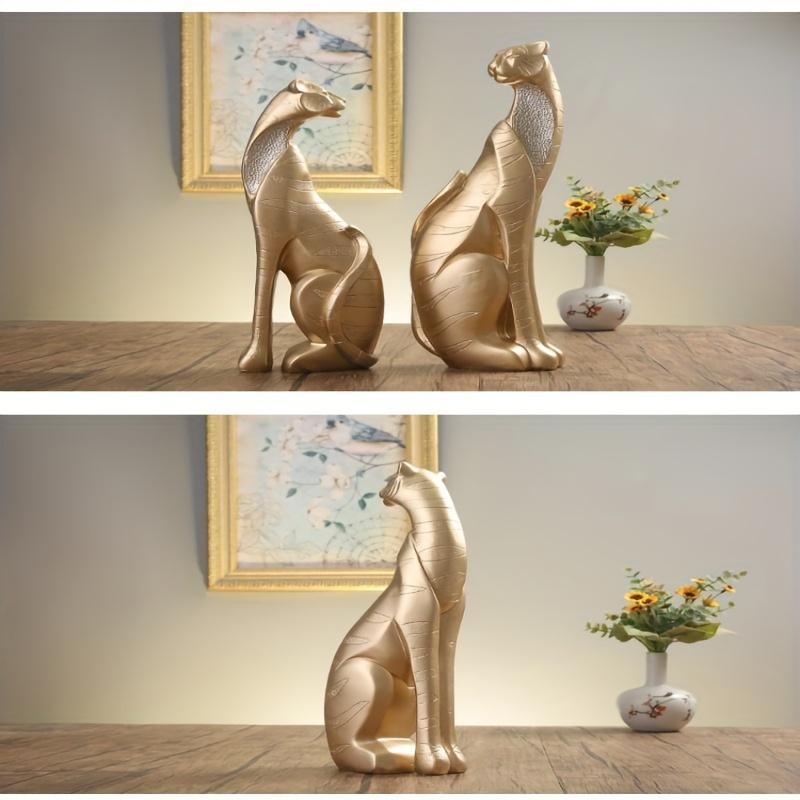 オブジェ 豹 ヒョウ 2体セット パンサー 彫刻 樹脂 置物 お洒落