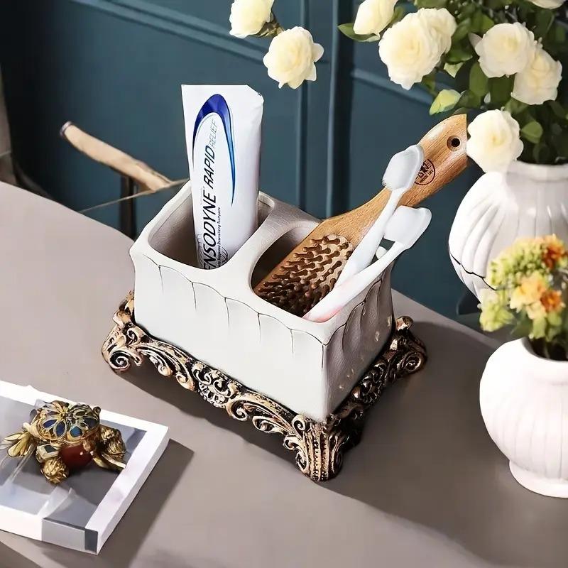 歯ブラシホルダー ヴィンテージ調 アンティーク調 セラミック製 自立型