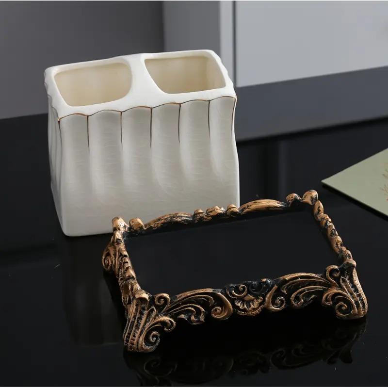 歯ブラシホルダー ヴィンテージ調 アンティーク調 セラミック製 自立型