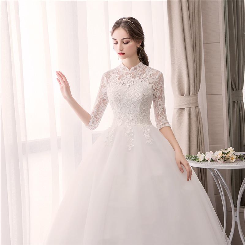 ウェディングドレス ドレス ホワイト 白 大きいサイズ レース 結婚式 パーティー 謝恩会 ロングドレス S M L XL LL 2XL XXL 花嫁 森ガール 袖あり 披露宴