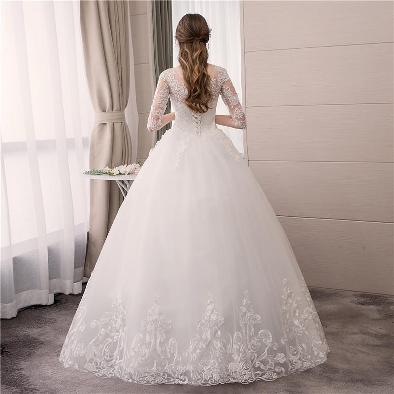 ウェディングドレス ドレス ホワイト 白 大きいサイズ レース 結婚式 パーティー 謝恩会 ロングドレス S M L XL LL 2XL XXL 花嫁 森ガール 袖あり 披露宴