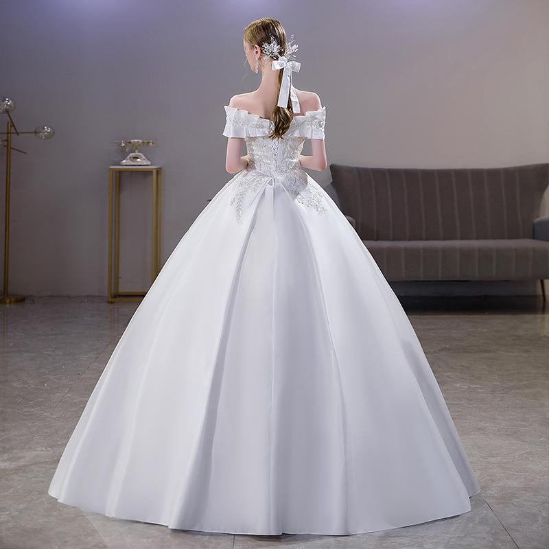 ウェディングドレス 大きいサイズ ホワイト 白 スパンコール レース 結婚式 パーティー 謝恩会 ロングドレス S M L XL LL 2XL XXL オフショルダー_2