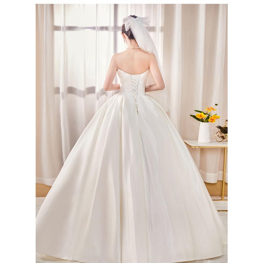 ウェディングドレス 花嫁 ウェディング 大きいサイズ ホワイト 白 ロング丈 レース 結婚式 パーティー 謝恩会 可愛い S M L XL LL 2XL XXL 3XL XXXLの画像
