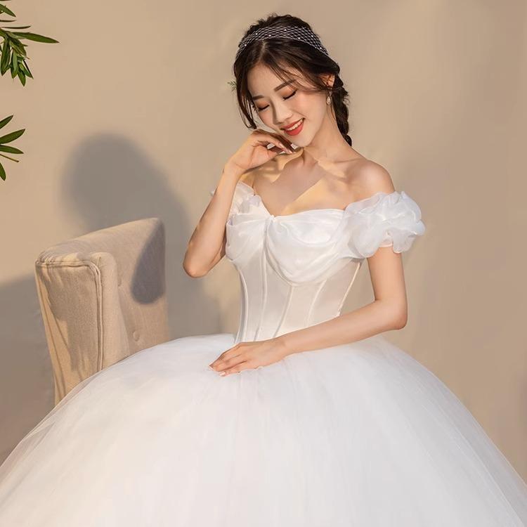 ドレス ウェディングドレス 花嫁 結婚式 ウェディング 大きいサイズ ホワイト オフショルダー 白 パーティー 謝恩会 ロングドレス XS S M L XL LL 2XL XXL_2