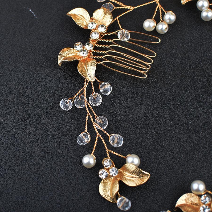 ヘアアクセサリー パーティ ブライダル ヘッドドレス ゴールド 金 