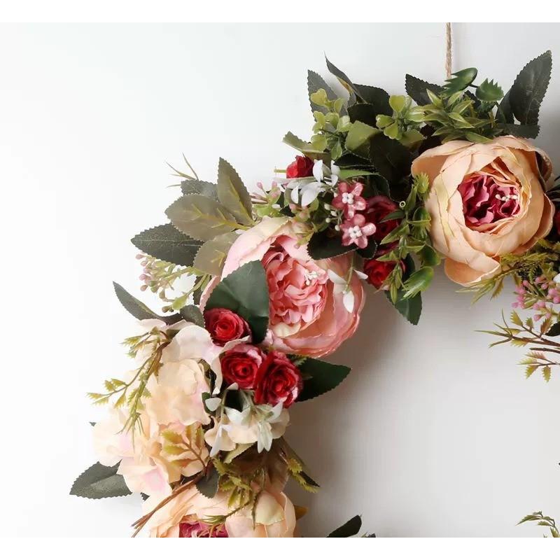 リース フラワー 花 インテリア 雑貨 ウォールデコ ピンク レッド 壁掛け ウェディング 前撮り 花嫁 造花 結婚式 前撮り お洒落 二次会 披露宴 森ガール 豪華_3