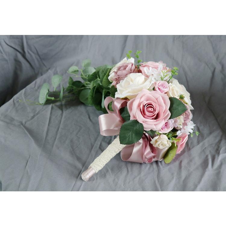 ブーケ ウェディング ピンク 造花 結婚式 ブライダルブーケ 花嫁 前