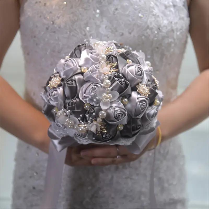 ブーケ ウェディング ブライダルブーケ 花嫁 7カラー 白 ピンク ブルー ホワイト ネイビー 造花 結婚式 前撮り 豪華 花束 披露宴 海外挙式 ウェディングブーケ_7